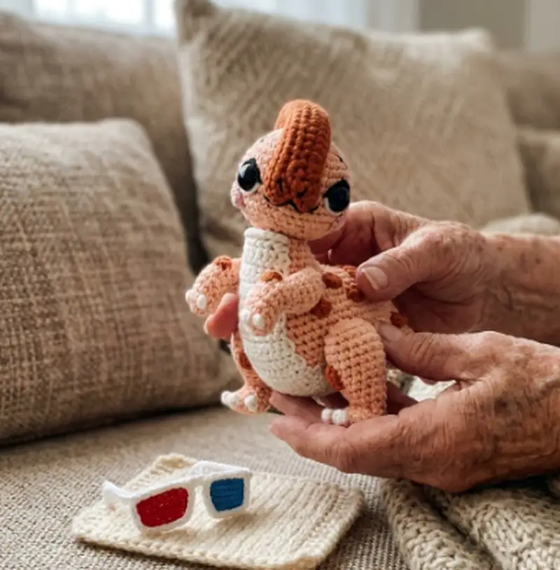 Complimentary Intermediate crochet pattern: Parasaurolophus Ginny Amigurumi Pattern - Simple to follow guide