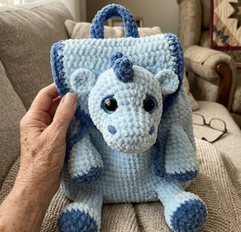 Quality crochet pattern: Plush Backpack Dragon Amigurumi Pattern - Intermediate level guide with complete instructions