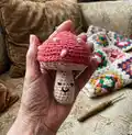 Mushroom Backpack Charm Amigurumi Pattern step 1 - construction progress