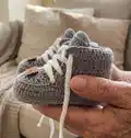 Baby Booties Crochet Pattern step 2 - assembly progress