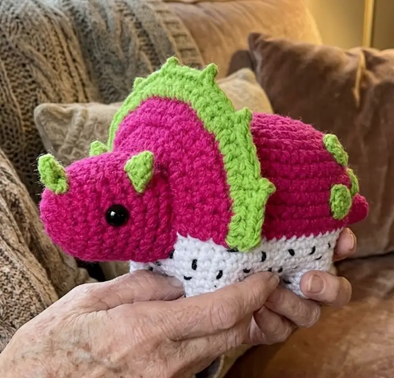 Complimentary Intermediate crochet pattern: Dragonfruiteratops Amigurumi Pattern - Simple to follow guide