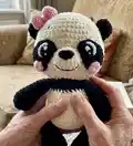 Yumi the Baby Panda Amigurumi Pattern step 1 - construction progress