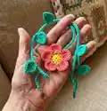 Flower Bookmark Crochet Pattern step 1 - construction progress