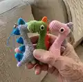 Dino's Family Amigurumi Pattern step 2 - assembly progress