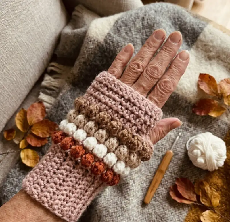 Complimentary Intermediate crochet pattern: Horizon Fingerless Gloves Pattern - Simple to follow guide