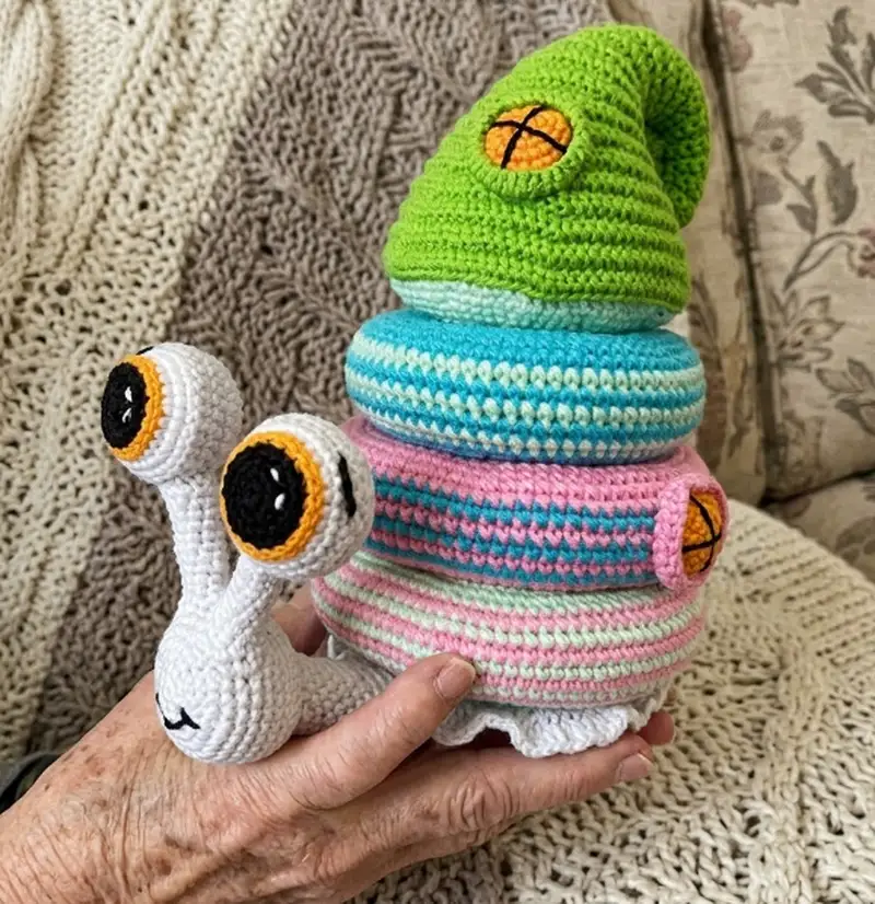 Complimentary Intermediate crochet pattern: Snail Stacking Toy Amigurumi Pattern - Simple to follow guide