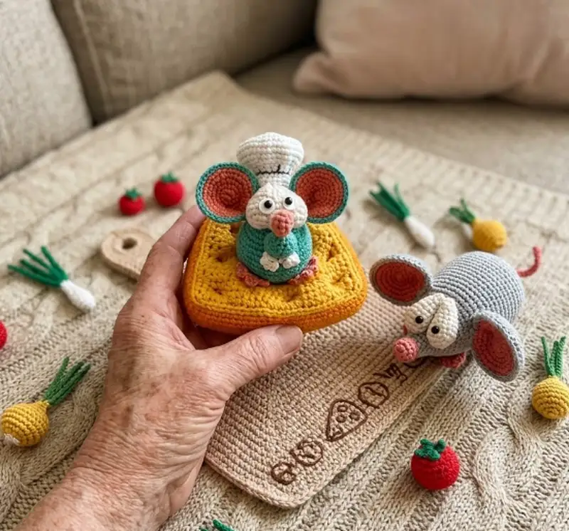 Complimentary Intermediate crochet pattern: Mochi-Mouse Loves Cheese Amigurumi Pattern - Simple to follow guide