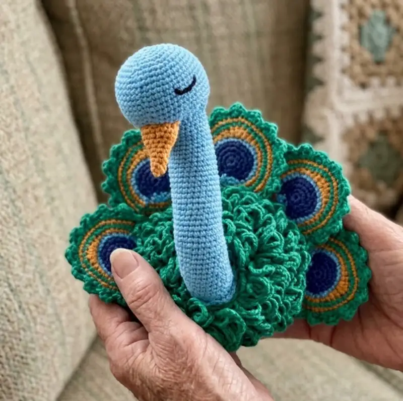 Complimentary Intermediate crochet pattern: Proud Peacock Amigurumi Pattern - Simple to follow guide