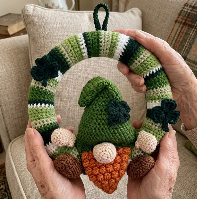 Complimentary Beginner Friendly crochet pattern: Lucky Gnome Wreath Amigurumi Pattern - Simple to follow guide