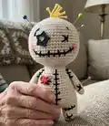 Voodoo Doll Amigurumi Pattern step 4 - final assembly and finishing