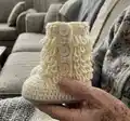 The Furrylicious Baby Boot Pattern step 3 - details and accessories