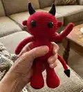 The Little Devil Amigurumi Pattern step 4 - final assembly and finishing