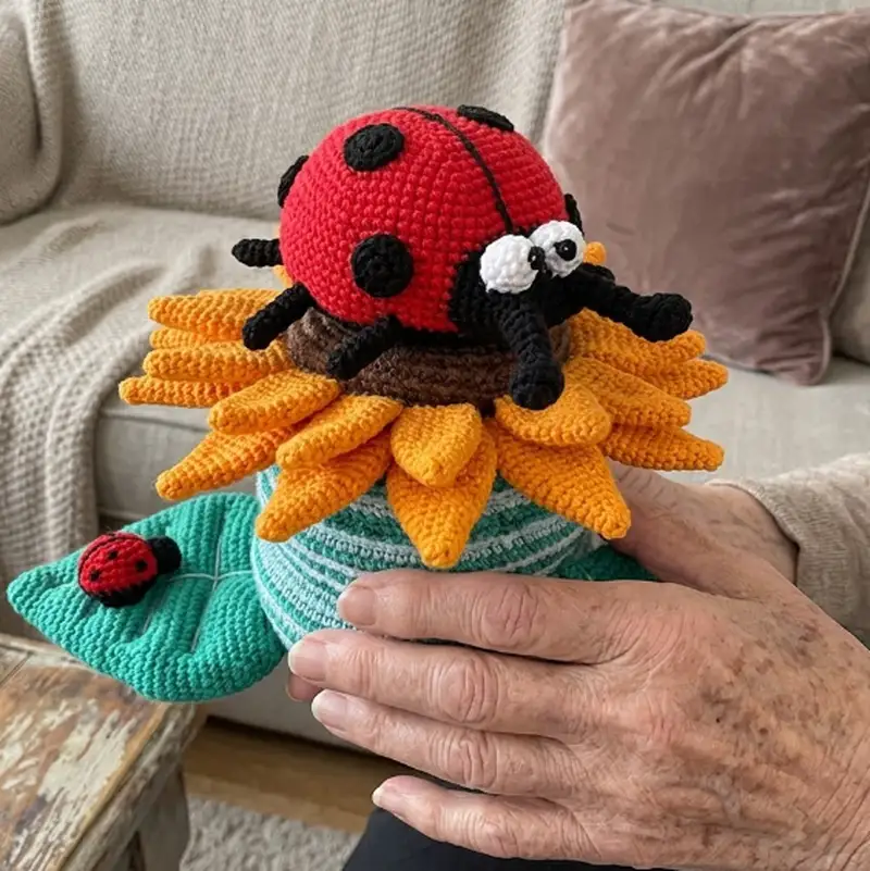 Complimentary Intermediate crochet pattern: Sunflower Stacking Toy Amigurumi Pattern - Simple to follow guide