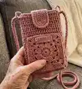Phone Bag with pocket Crochet Pattern step 1 - construction progress