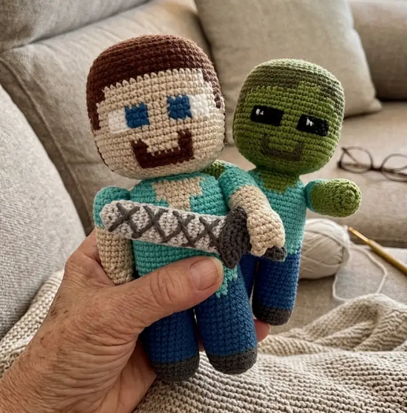 Complimentary Intermediate crochet pattern: Steve & Zombie Amigurumi Pattern - Simple to follow guide