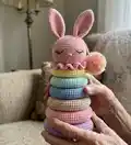 Rainbow Bunny Amigurumi Pattern step 1 - construction progress