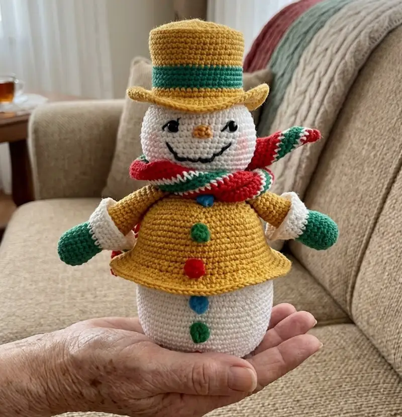 Complimentary Intermediate crochet pattern: Snowman Gingerbread Amigurumi Pattern - Simple to follow guide