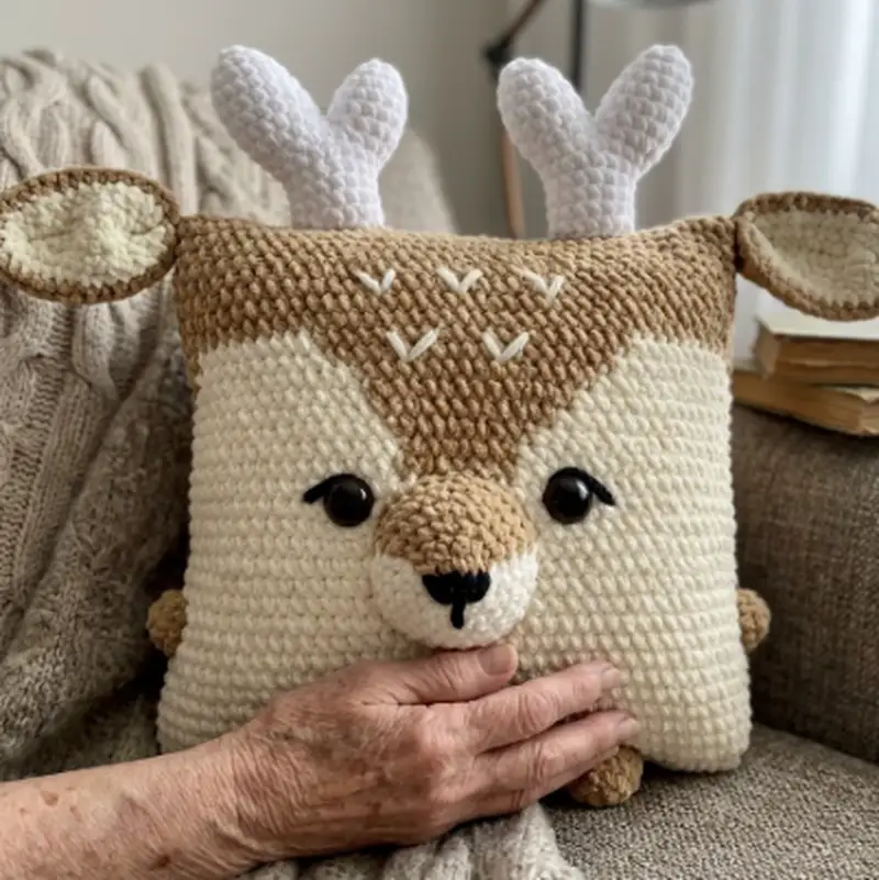 Complimentary Intermediate crochet pattern: Pillow Reindeer Amigurumi Pattern - Simple to follow guide