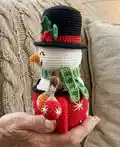 The Snowman Mug Amigurumi Pattern step 2 - assembly progress