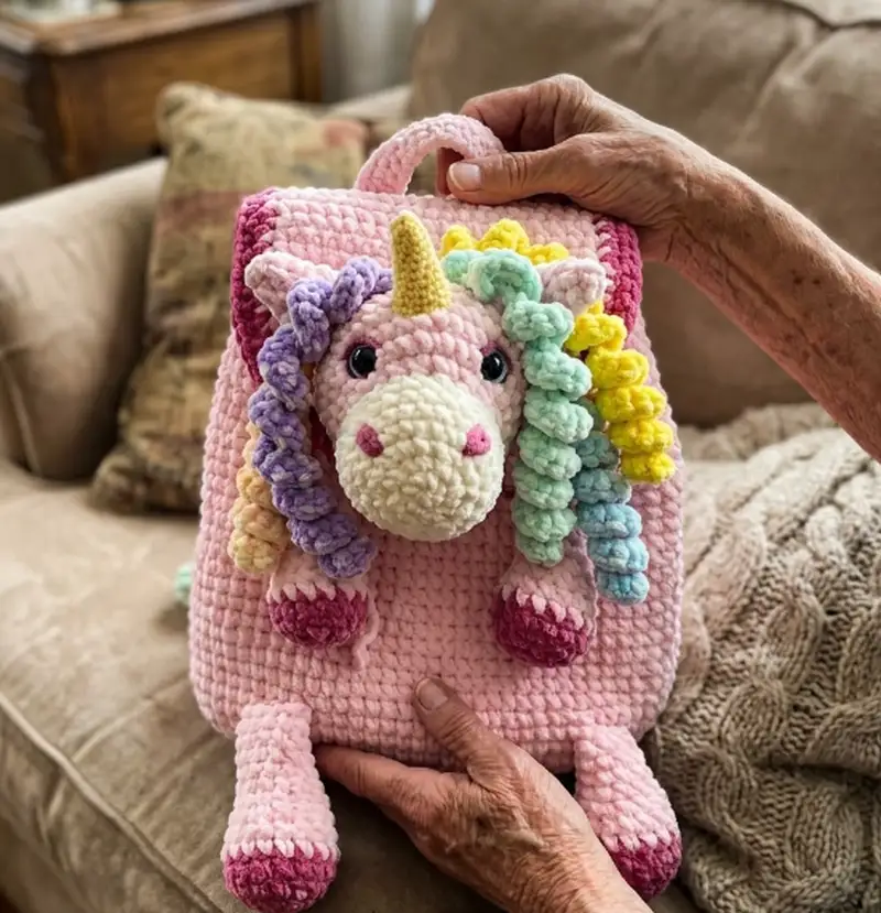 Complimentary Intermediate crochet pattern: Plush Backpack Unicorn Amigurumi Pattern - Simple to follow guide