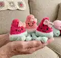 Wendi the Watermelon Amigurumi Pattern step 4 - final assembly and finishing