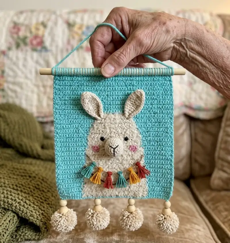 Complimentary Intermediate crochet pattern: Wall hanging decor 'Lama' Pattern - Simple to follow guide