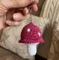 Toadstool Keychain Amigurumi Pattern step 2 - assembly progress