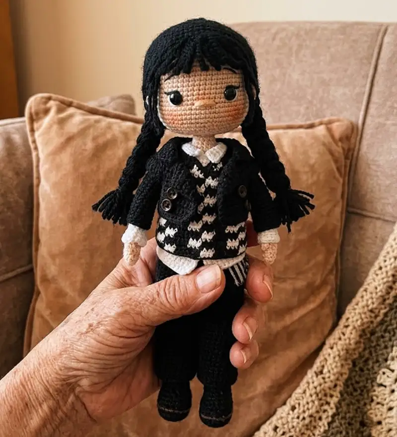 Complimentary Intermediate crochet pattern: Wednesday Amigurumi Pattern - Simple to follow guide