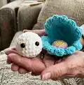 Mussel Amigurumi Pattern step 1 - construction progress