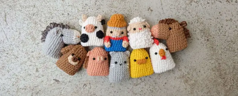 Complimentary Beginner Friendly crochet pattern: Farm Finger Puppet Amigurumi Pattern - Simple to follow guide