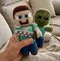 Steve & Zombie Amigurumi Pattern step 4 - final assembly and finishing