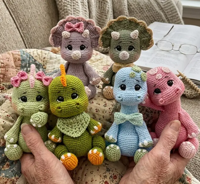 Complimentary Intermediate crochet pattern: Triceratops Noah and Poli Amigurumi Pattern - Simple to follow guide