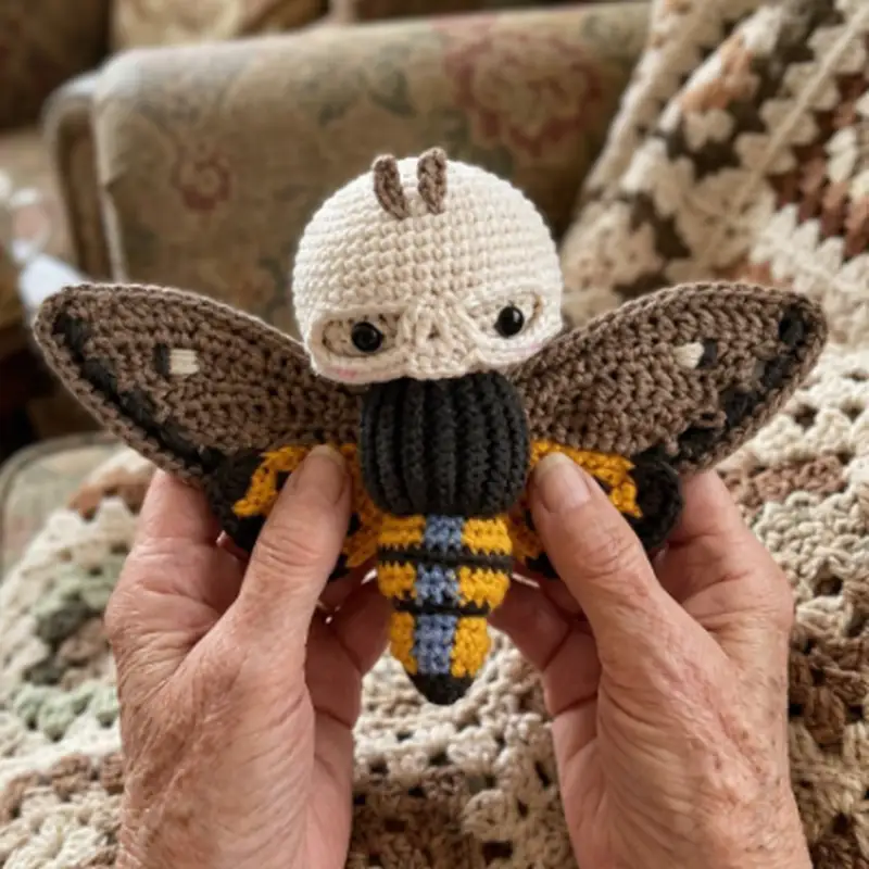 Complimentary Intermediate crochet pattern: Death's Head Hawk Moth Amigurumi Pattern - Simple to follow guide