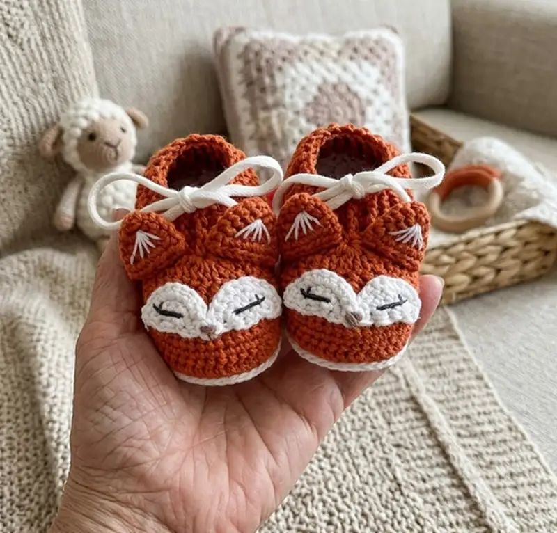 Quality crochet pattern: Fox Booties Pattern - Intermediate level guide with complete instructions