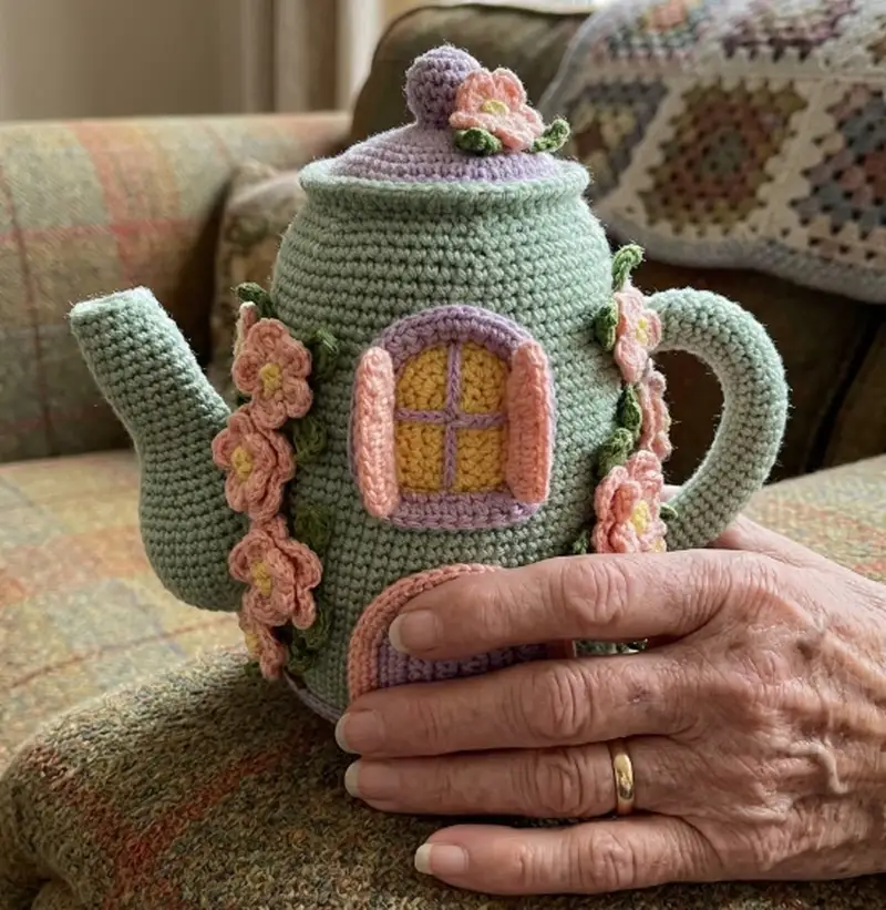 Complimentary Intermediate crochet pattern: Spring Teapot House Amigurumi Pattern - Simple to follow guide