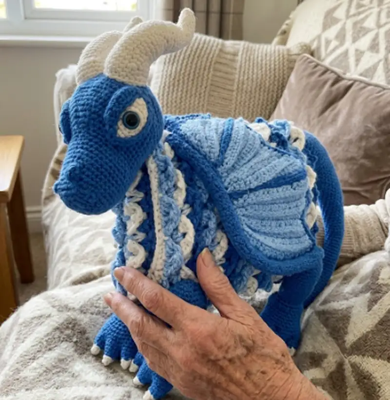 Quality crochet pattern: 3in1 Ice Dragon Baby Blanket Amigurumi Pattern - Intermediate level guide with complete instructions