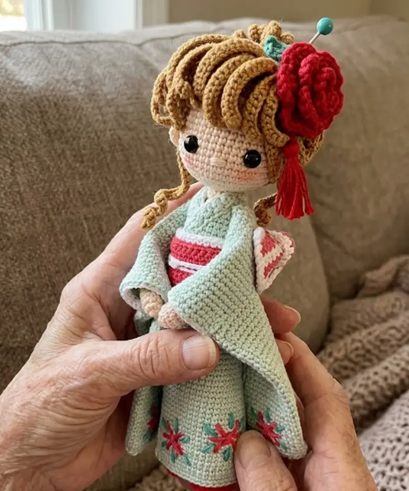 Complimentary Intermediate crochet pattern: Kimono Baby Kyoko Amigurumi Pattern - Simple to follow guide