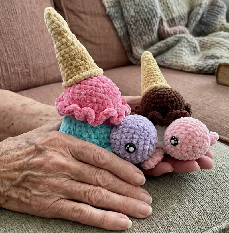 Complimentary Intermediate crochet pattern: Ice Cream Turtle Amigurumi Pattern - Simple to follow guide