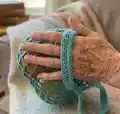 Crochet Market Bag Pattern step 2 - assembly progress