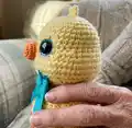 Feather Locklear the Chick Amigurumi Pattern step 2 - assembly progress