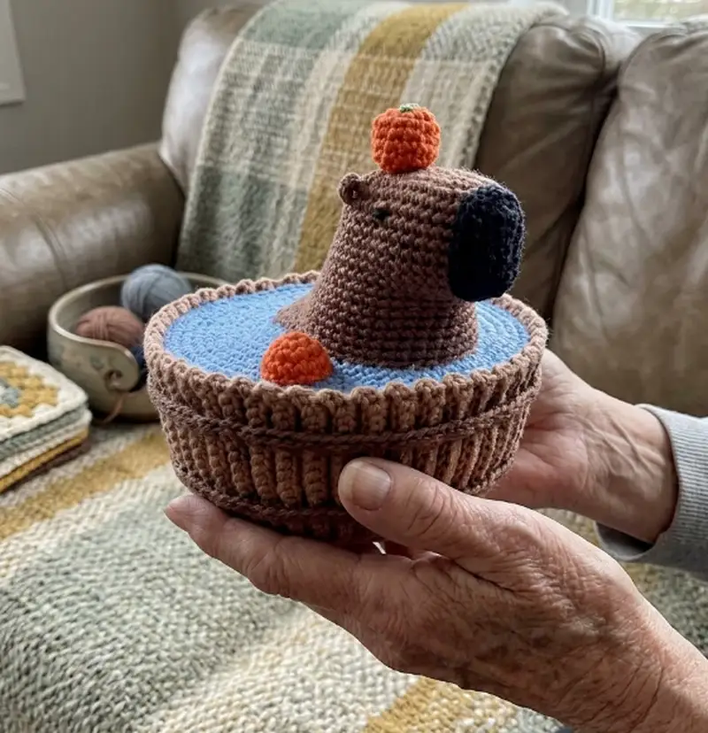 Complimentary Intermediate crochet pattern: Capybara in a tub Amigurumi Pattern - Simple to follow guide