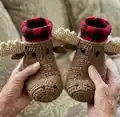 Moose Slippers Pattern step 4 - final assembly and finishing