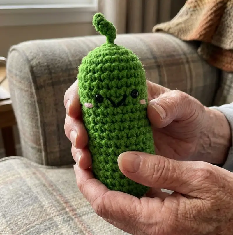 Complimentary Intermediate crochet pattern: Crochet Emotional Support Pickle Amigurumi Pattern - Simple to follow guide