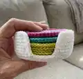 Crochet Coaster and Coaster Holder Pattern step 2 - assembly progress