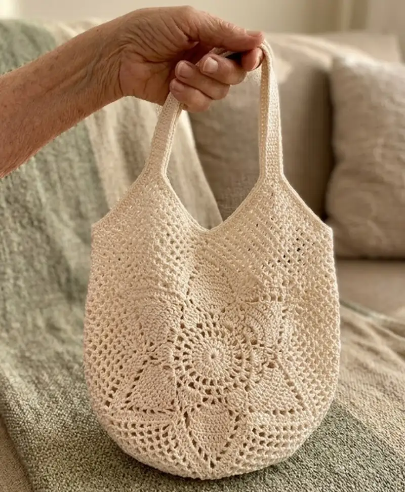 Complimentary Intermediate crochet pattern: Pineapple Bag Pattern - Simple to follow guide
