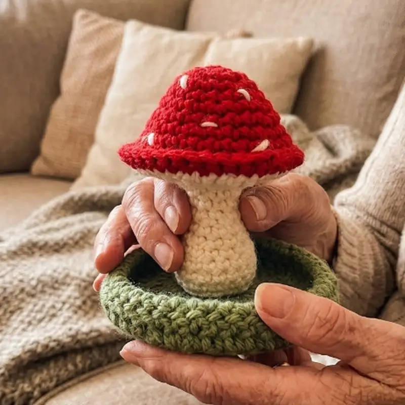 Complimentary Beginner Friendly crochet pattern: Mushroom Jewelry Holder Amigurumi Pattern - Simple to follow guide