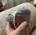 Baby Sneaker Booties Crochet Pattern step 2 - assembly progress