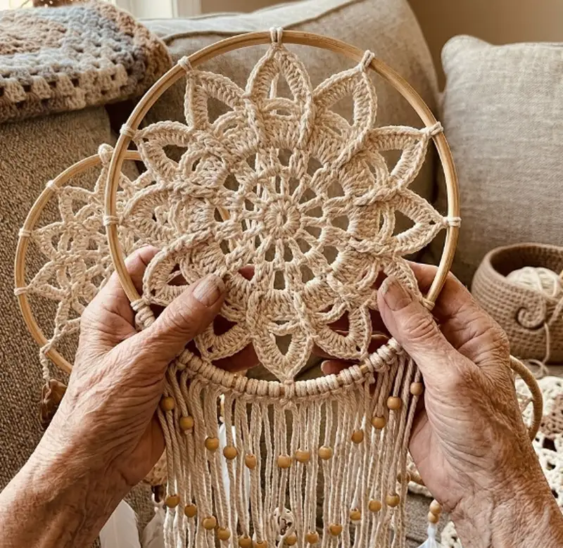 Complimentary Intermediate crochet pattern: Star Dreamcatcher Pattern - Simple to follow guide