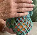 Crochet Market Bag Pattern step 2 - assembly progress