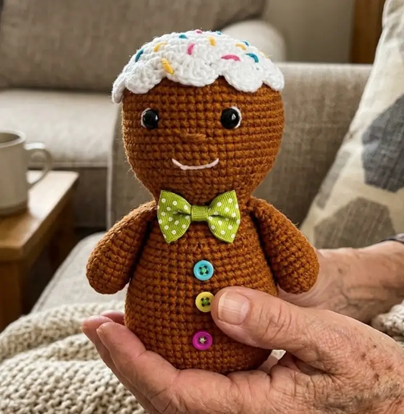 Complimentary Intermediate crochet pattern: Gingerbread Amigurumi Pattern - Simple to follow guide